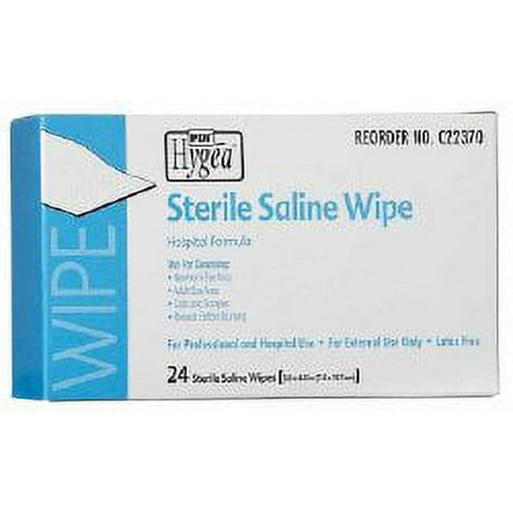 Hygea Saline Wipe Individual Packet Saline Unscented, C22370 - Pack of 24