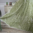 thumbnail image 2 of 2pcs Green Leaves Pattern Cotton Linen Look With Tassel Blackout Curtain 59" W x 87" L, 2 of 6