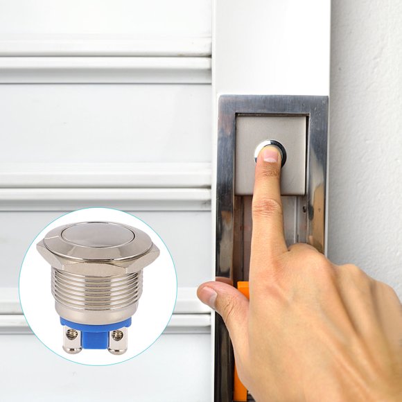 AURARMLET 2Ud Botón Pulsador Plata Inox Para Y Arranque En Eléctricos Domésticos
