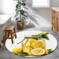 thumbnail image 4 of Summer Yellow Lemons Round Area&nbsp;Rug 3ft Fruits in Bottle Hand Painted Non-Slip&nbsp;Washable Circle Rugs Soft Felt Indoor Floor Mat for Bedroom Kitchen Living Room Bathroom, 4 of 9