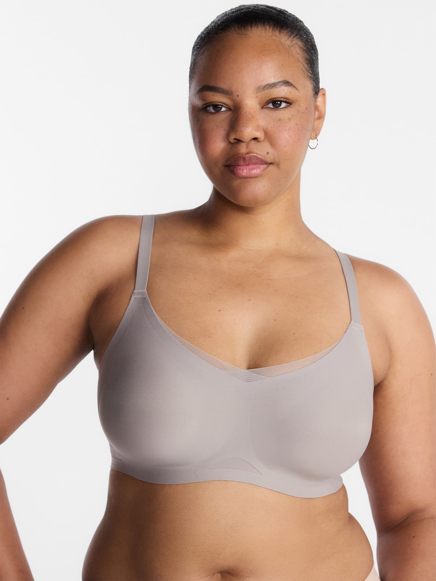 Joyspun Women’s Wireless Bonded Bra with Mesh Inserts, Sizes XS-XXXL