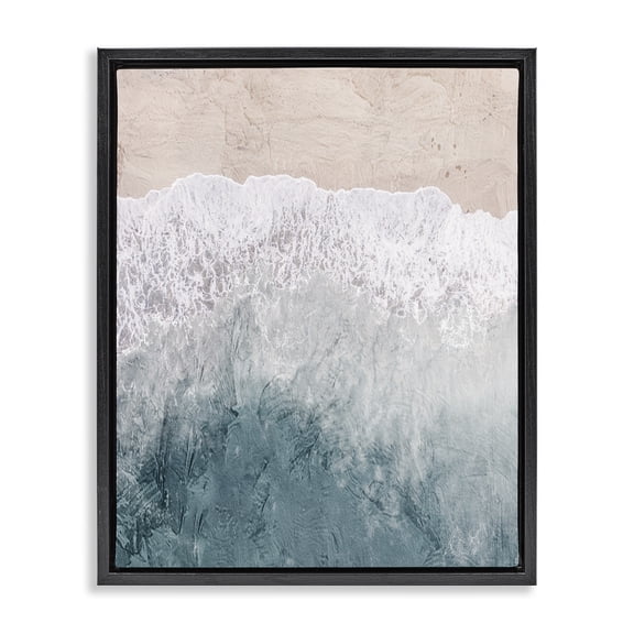 Stupell Industries Contemporary Beach Top Shore Black Floating Frame Canvas Art, 17 x 21, by Kim Allen