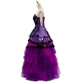 thumbnail image 3 of Women Princess Mal Purple Dress Fancy Halloween Party Evening Ball Gown with Gloves, 3 of 8