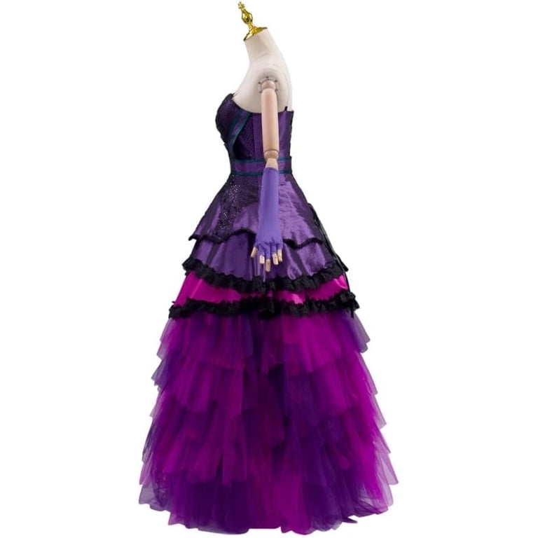 mal party dress Women Princess Mal Purple Dress Fancy Halloween Party Evening Ball Gown  with Gloves