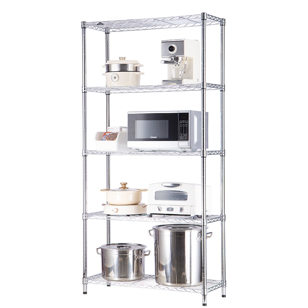 5 tier chrome utility wire shelving unit 14x36x72in