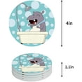 thumbnail image 1 of FMSHPON Funny Theme Bathing Hippo Set of 6 Round Coaster for Drinks, Absorbent Ceramic Stone Coasters Cup Mat with Cork Base for Home Kitchen Room Coffee Table Bar Decor, 1 of 6