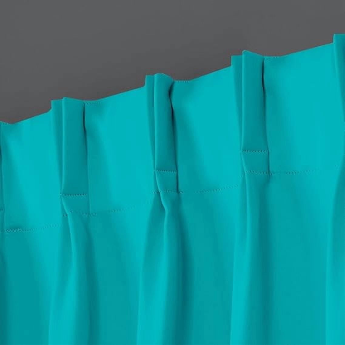 Homi Drapes Double Pinch Pleated Blackout Curtains – Thermal Insulated, Room Darkening Window Treatments Back Tab Curtains for Home or Office – 1 Panel with Hooks & Tiebacks (Aquamarine Blue,52x54)
