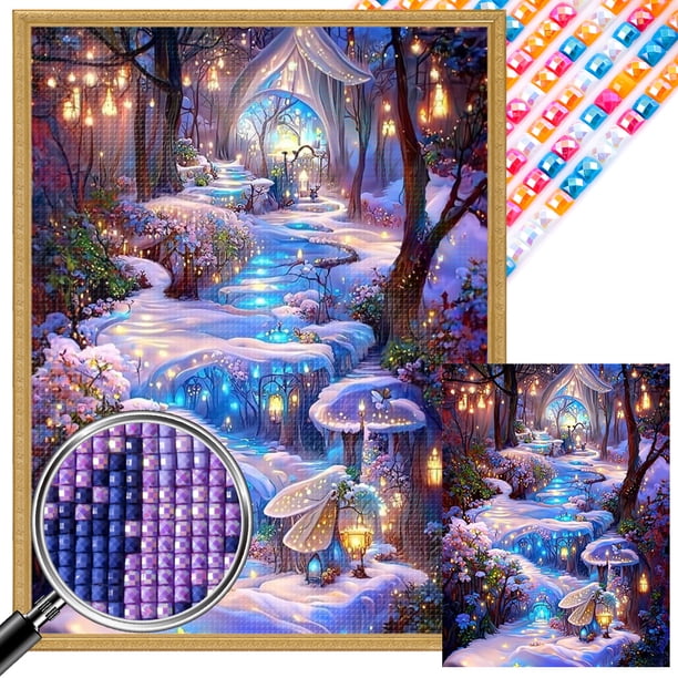 Kit 5D DIY Cuentas Cuadradas Completas Taladro AB Parcial País Los Sueños 35x45cm