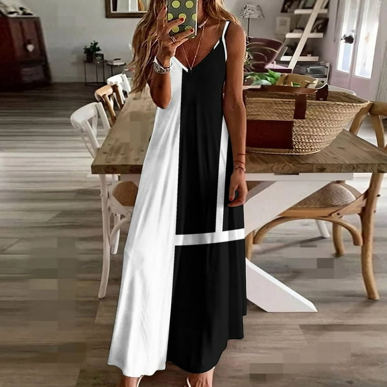 Black and White Color Block Sleeveless Dress Woman's evening dress Party dresses for women ladies dresses for women - Walmart.com Black and White Color Block Sleeveless Dress Woman's evening dress Party dresses for women ladies dresses for women - Walmart.com