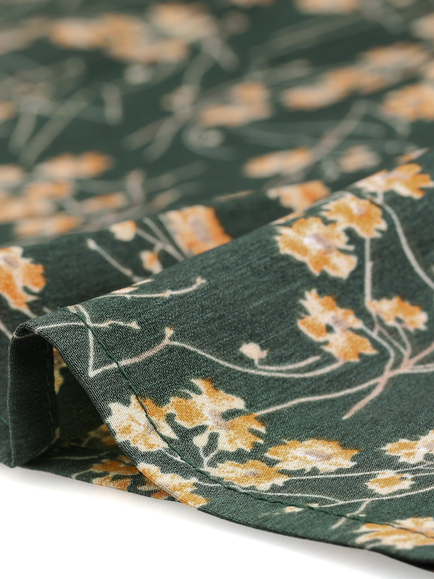 DARING DIVA Women's Elastic Waist A-Line Floral Print Midi Skirt S Dark Green