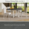 thumbnail image 3 of 5 Piece Farmhouse Dining Table Set, Farmhouse Kitchen Table with 4 Upholstered Chairs and Removable Middle Reaf, Solid Wood Round Table and Chairs Set for Small Space, Grey and White, 3 of 9