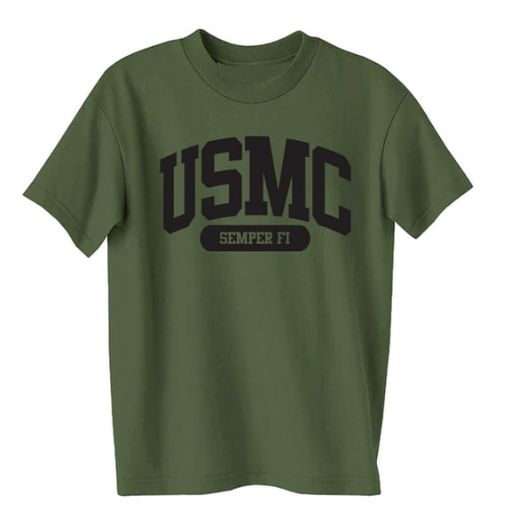 USMC Semper Fi Marines Short Sleeve Tee in Military Green