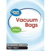Great Value Kenmore U/O/5068 & Miele Style Z Premium Vacuum Bag, 3-Pack, 2377