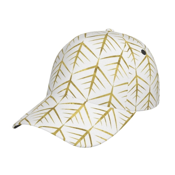Fotbe White And Gold Geometry Gorro Clásico de Béisbol, Gorra Ajustable con Broche Snapback, Gorro de Exterior de Algodón Suave