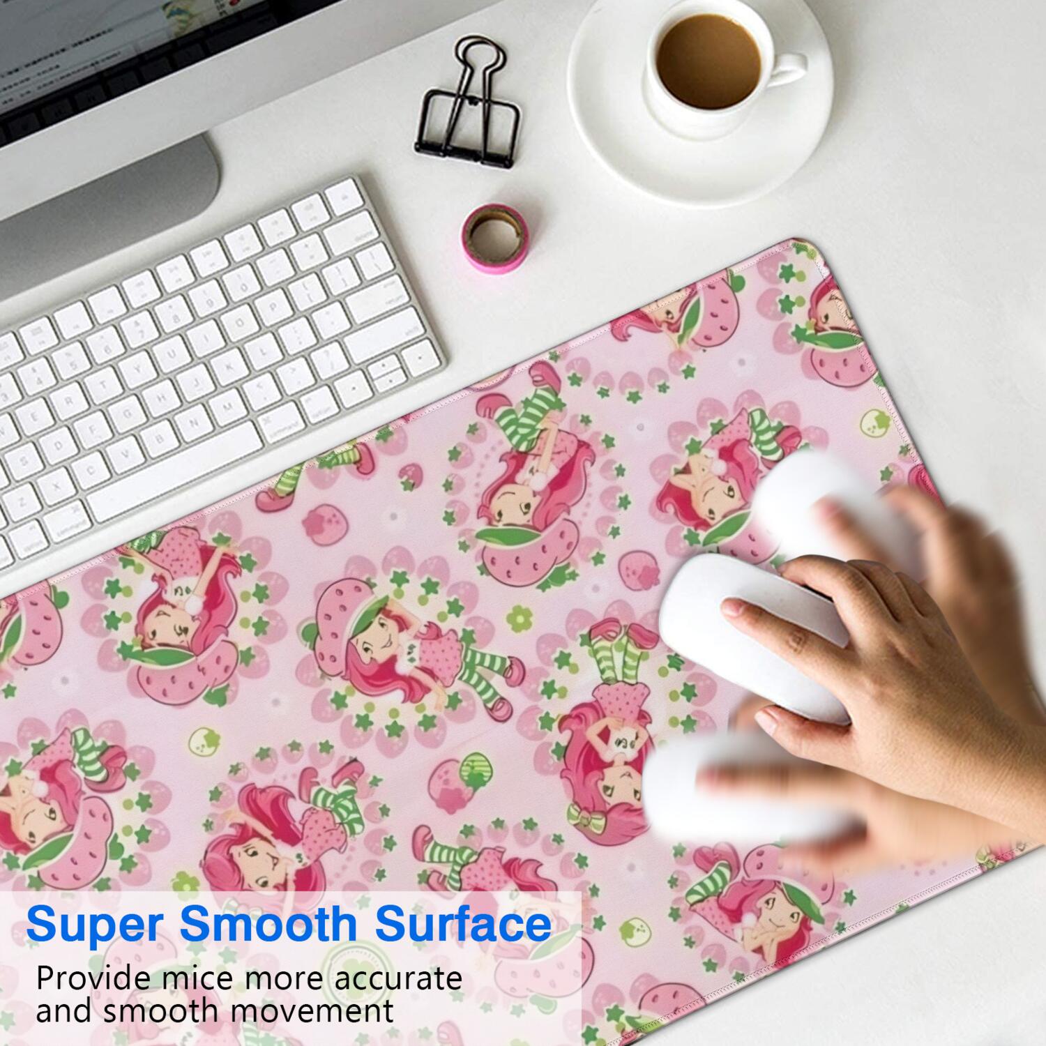 Long Mouse Pads for Desk,Strawberry Princess Pattern Desk Mats on Top Of Desks, Desk Mouse Pad Extra Large with 3mm Non-Slip Base and Stitched Edge for Gaming,Office,Work,Home 35.4"x15.7"