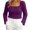 Purple 10, variant on Plus Size Tops for Women Ribbed Square Neck Long Sleeve Knit Top, Scalloped Cuff Slim Fitted Plush Sweater, Sweet Casual Pullover Womens Workout Tops