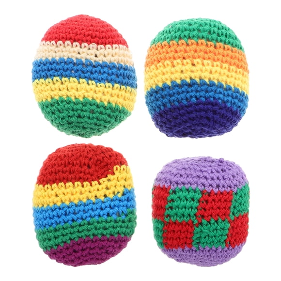 4 pelotas de saco tejidas, pelotas de malabarismo suaves y tejidas, saco de punto de ganchillo multicolor para actividades preescolares y juegos al aire libre.