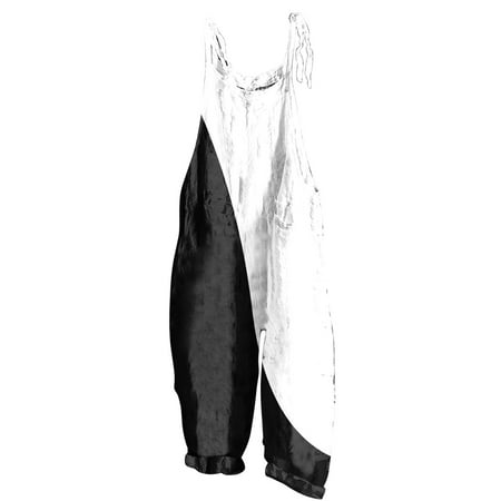 XWSHYW Jumpsuits for Women One Piece Outfits Casual Loose Sleeveless Spaghetti Strap Wide Leg Pants Jumpsuit Rompers with Pockets White M # Best Clearance Deals Today