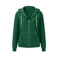thumbnail image 4 of hoksml Women Full Zip Contrast Stitch Hooded Jacket Long Sleeve Hoodie with Kangaroo Pocket for Daily Casual Outdoor, 4 of 8