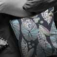 thumbnail image 3 of 18â€ Blue Purple Tropical Leaf Indoor Outdoor Throw Pillow, 3 of 3