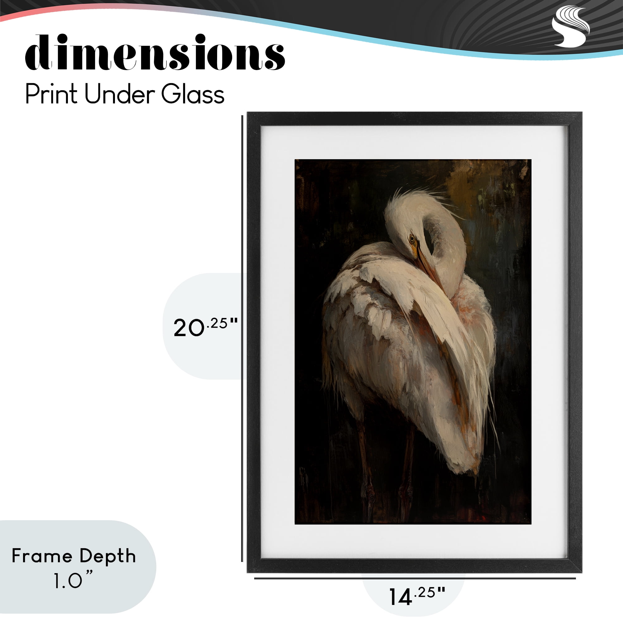 Stupell Industries Sleeping Egret in Golden Light Black Framed Print Under Glass, design by Petal Prints Design