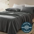 thumbnail image 3 of Sleep Zone Nanotex Super Soft Cooling King Bed Sheets Set 4 Piece - Easy Care Fitted Flat Sheet & Pillowcase Sets - Wrinkle Free, Fade Resistant, Deep Pocket 16" (Gray, King), 3 of 6