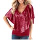 thumbnail image 1 of Top sin tirantes de lentejuelas de color liso con cuello en V para mujer - Manga chal, ropa informal/de fiesta, tejido ligero y fluido, 1 of 4