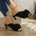 thumbnail image 2 of Xfvqtps Floral Embellished Slide Heels for Women Vintage Inspired Peep Toe Block Heel Mules Casual Dressy Sandals for Summer Outings and Events, 2 of 9
