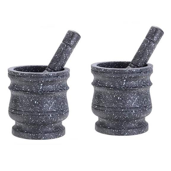 2X Pattern Pestle Set Stone Herb Spice Grinder Solid Grinder Cooking Set