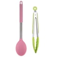 thumbnail image 1 of Juego de utensilios de cocina de silicona de cocina de 2 piezas, mango colorido de acero inoxidable de silicona, resistente al calor, 1 of 5
