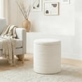 thumbnail image 2 of Ottoman Rond avec Rangement, Table Basse Ottomane en Bouclé, Repose-Pieds Repose-Pieds pour Couloir, Salon, Chambre - Blanc, 2 of 7
