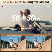 5K Digital Camera for Photography WiFi Autofocus 48MP Vlogging Camera for Youtube 16X Digital Zoom with Front and Rear Cameras with 32GB SD Card