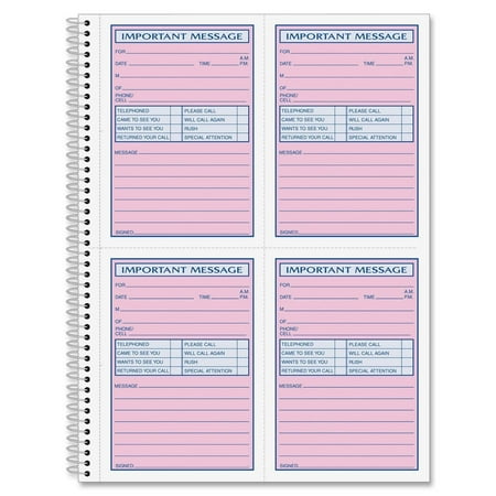 Phone Message Forms Book, Carbonless Duplicate, 3.875 x 5.5 Inches, 200 Sets per Book (4005), Spiral-bound book provides a permanent record of every call received.., By (Best Way To Record A Phone Call)