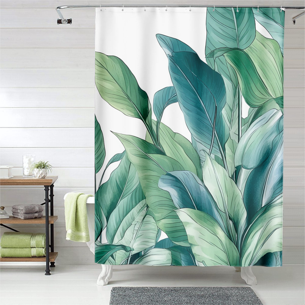 Shower Curtain, Big Leaf Plant Shower Curtain for Bathroom, Extra Long
