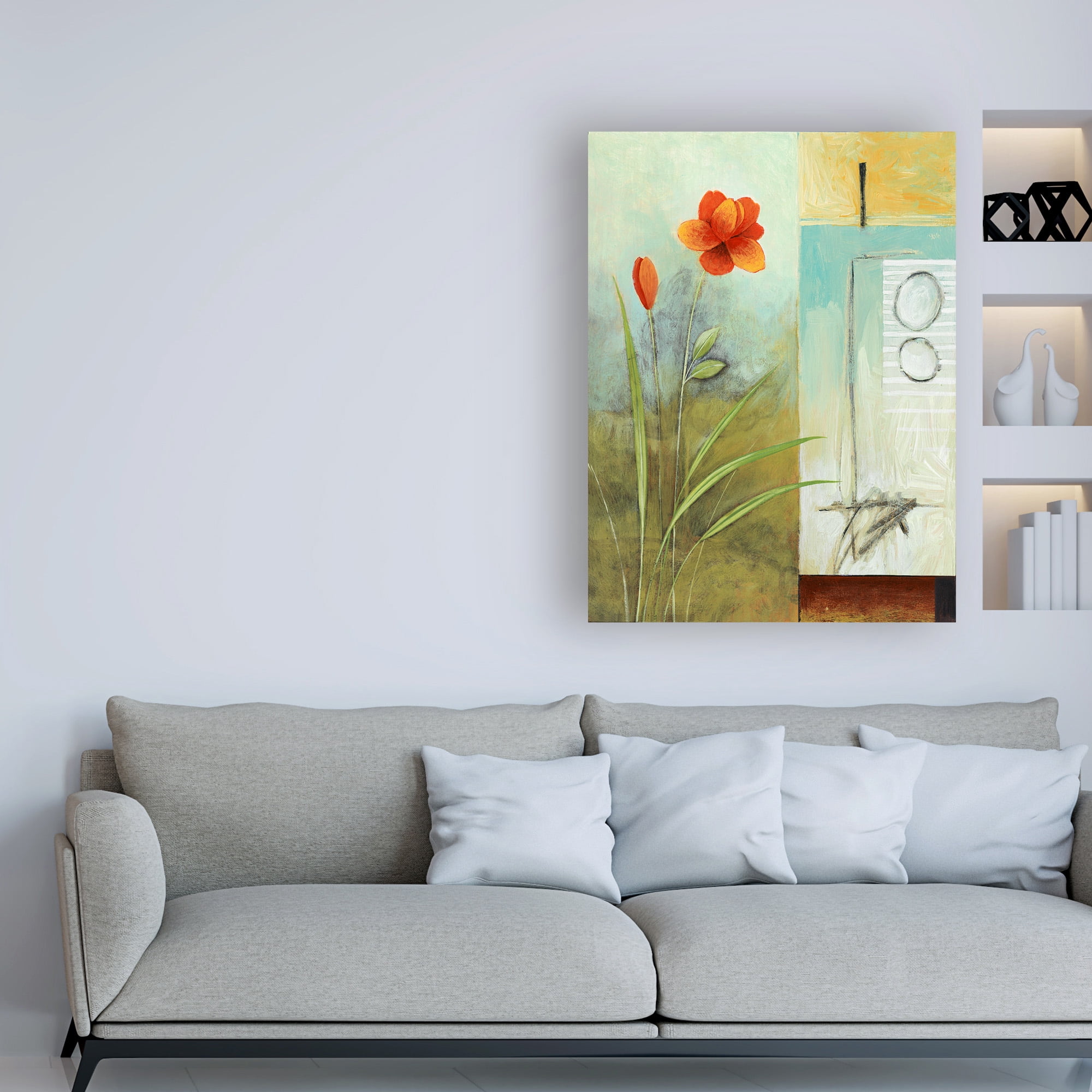 Trademark Fine Art 'Red Orange Flower Abstract' Canvas Art by Pablo Esteban