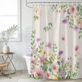 thumbnail image 4 of Pink Purple Flower Bathroom Shower Curtains with 12 Hooks Polyester Waterproof Shower Curtain for Stalls and Bathtubs Spring Farmhouse Country Floral Leaf Decorative Bathroom Curtain 36x72 Inches, 4 of 8