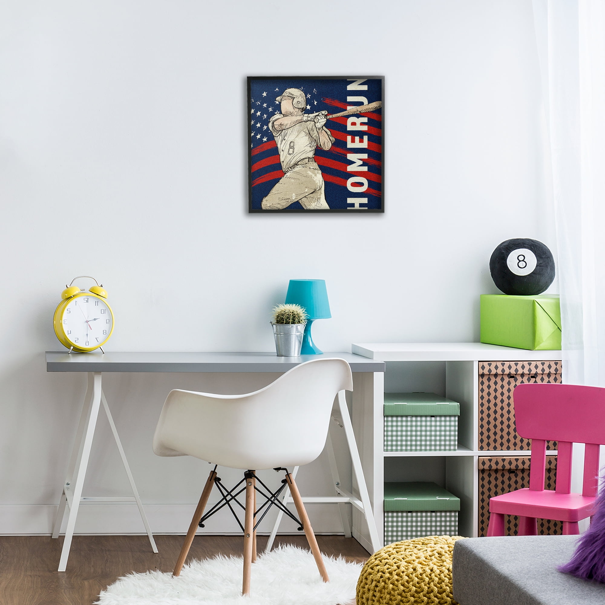 Patriotic Home Run Baseballer Black Framed Giclee Art, design by LightBoxJournal