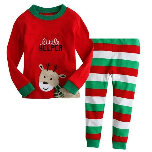 SAILEROAD-Conjunto de Pijama con gorro para niños, ropa de dormir de algodón de manga larga, de Navidad y nieve