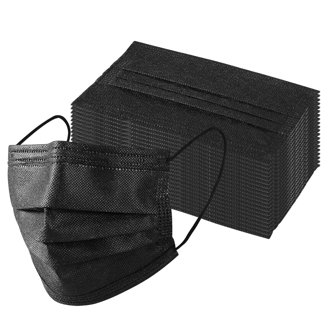 Montana West Black Disposable Face Masks – 2000 PCS Bulk (40 Packs Of 50), 3-Layer, Adjustable Ear Loops