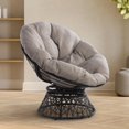 thumbnail image 7 of Bme Papasan Chair with Fabric Cushion, Metal Swivel Base, Sterling Fog - Black Frame, 7 of 7