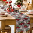thumbnail image 2 of Christmas Table Runner Red Truck Christmas Tree Table Runners Winter Snowflakes Grey Cotton Linen Dresser Scarf Kitchen Dining Table Decor for Christmas Holiday Party Decor 13x36 Inch, 2 of 9
