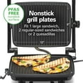 thumbnail image 4 of Panini Press Sandwich Maker & Electric Indoor Grill with Locking Lid, Opens Wide to Fit Any Thickness for Quesadillas, Burgers & More, Nonstick 8" x 10" Grids, Chrome, 4 of 9