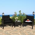 thumbnail image 1 of Gymax 3PCS Rattan Patio Conversation Furniture Set Yard Outdoor w/ Black Cushions, 1 of 10