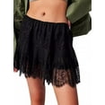 thumbnail image 3 of Women'S Y2k Half Slip Skirt Low Rise Pleated Ruffle LaceTrim Skirt Layered Flowy Short Skirts Underskirt Black S, 3 of 8