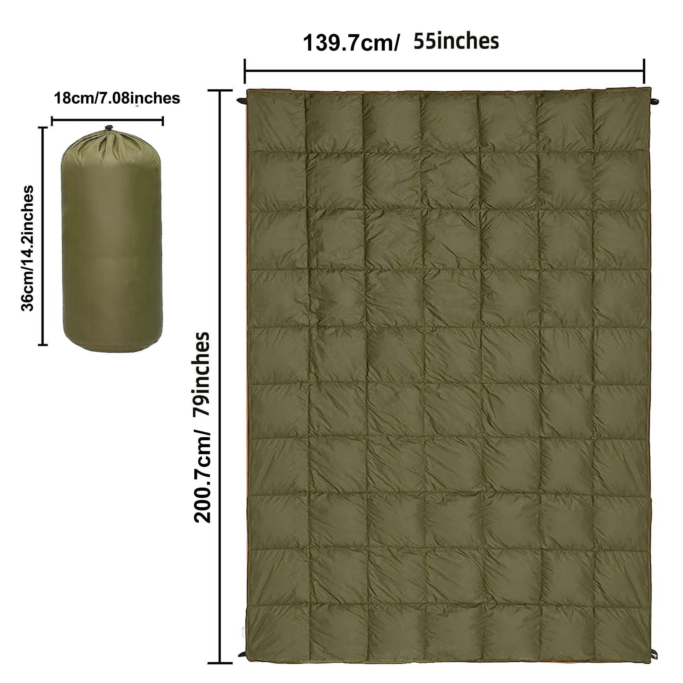 Get Out Gear Double Puffy Camping Blanket 2-Pack - Olive & Gray, Lightweight, Wearable Poncho, Water-Resistant