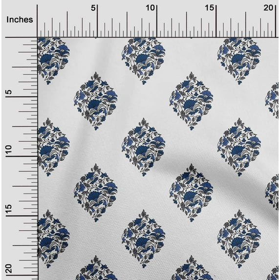 oneOone Silk Tabby Fabric Leaves & Floral Block Fabric Prints By Yard 42 Inch Wide