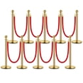 thumbnail image 1 of Towallmark Gold Stanchion Posts with Red Suede Rope – Luxury Crowd Control Barriers for VIP Events, Museums, Hotels & Red Carpet Entrances – 10-Pack | 8 Soft Cords, 1 of 6