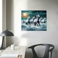 thumbnail image 4 of White Seven Horses Running Blue Light Vastu Good Luck Bringer Poster, 4 of 5