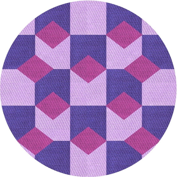 Ahgly Company Indoor Round Patterned Blue Violet Purple Area Rugs, 6' Round