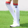thumbnail image 1 of mmirethe Bas de Golf Femmes Surchaussettes Cuisse Hautes Rayures Chaussettes École de Golf Rouge 46-55cm 1Set, 1 of 6